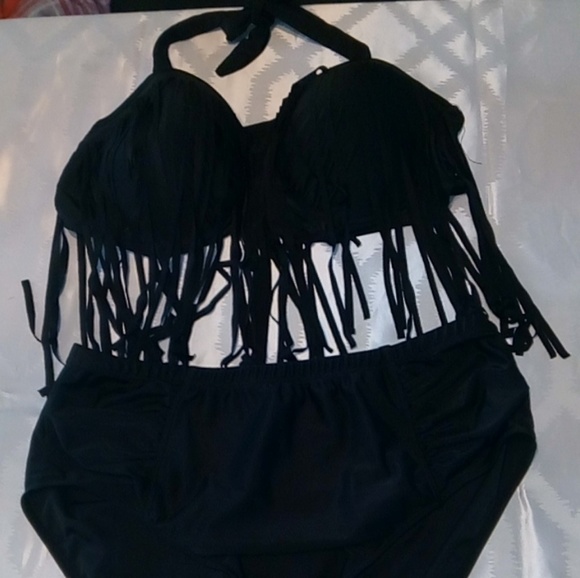 Other - 2 piece halter black swimsuit